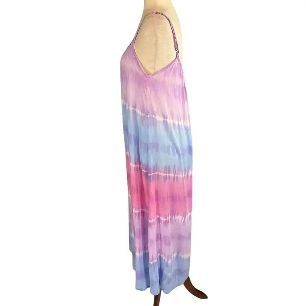 Tiare Hawaii Tie Dye Batik Maxi Dress Studded Bodice Sleeveless One Size - Picture 5 of 10